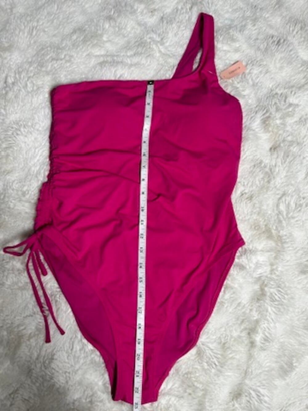 DOBREVA Womens XL Hot Pink One Shoulder One Piece Swimsuit Ruched Side NWT